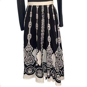 Ishyu Vintage Inspired Sequins and Tan Black Full Circle Skirt Size 10